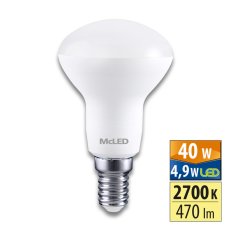 LED žárovka R50 4,9W, 2700K, E14, CRI80, vyz. úhel 120°, use 360° 470lm