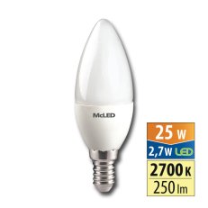 LED žárovka svíčka 2,7W, E14, 2700K, CRI80, vyz. úhel 180°, 360° 250lm