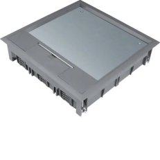 Víko podlahové krabice Q12 čtvercové pro 12 přístrojů, pro podlahy 12 mm, šedá