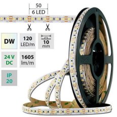 LED pásek SMD3527 WW-CW, 120LED, 50m, 24V, 19,2 W/m MCLED ML-127.632.60.2
