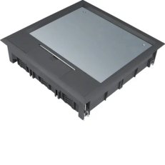 Víko podlahové krabice Q12 čtvercové pro 12 přístrojů, pro podlahy 12 mm, černá