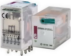 Paticové relé ERM4-012DCL, 2xCO,6A, 12V DC, s LED indikátorem ETI 002473021