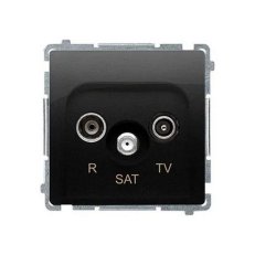Anténní zásuvka R-TV-SAT průchozí útlum:10dB černá matná :3015