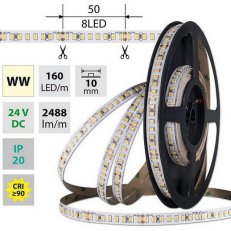 LED pásek SMD2835 WW,160LED/m,5m, 24V, 19,2 W/m MCLED ML-126.888.60.0