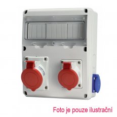 Zásuvková rozvodnice s chráničem ENERBOX 2x32A, 2x230V SCAME 633.33W-101F2