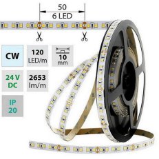 LED pásek SMD2835 CW, 120LED, 5m, 24V, 28,8 W/m MCLED ML-126.705.60.0