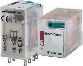 Paticové relé ERM2-024DCL, 2xCO,12A, 24V DC, s LED indikátorem ETI 002473001