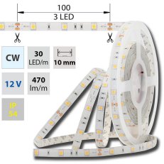 LED pásek SMD5050 CW, 30LED/m,IP54, 5m, 12V, 7,2 W/m MCLED ML-121.585.60.0