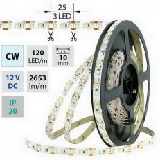 LED pásek SMD2835 CW, 120LED, 5m, 12V, 28,8 W/m MCLED ML-121.705.60.0
