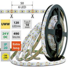 LED pásek SMD2835 UWW, 120LED/m, 5m, 24V, 7 W/m MCLED ML-126.824.60.0