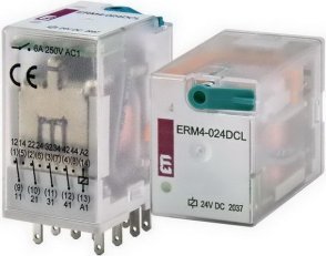 Paticové relé ERM4-024DCL, 4xCO,6A, 24V DC, s LED indikátorem ETI 002473007