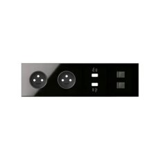Panel 4-násobný: 2 zásuvky + 2x1 USB nabíječka + 2xRJ45 :3067 černý 10020407-138