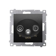 Zásuvka R-TV-DATA, (strojek s krytem), černá matná KONTAKT SIMON DAD.01/49