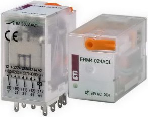 Paticové relé ERM4-024ACL, 4xCO,6A, 24V AC, s LED indikátorem ETI 002473009