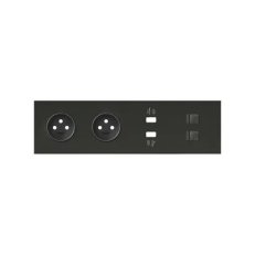 Panel 4-násobný: 2 zásuvky + 2x1 USB nabíječka + 2xRJ45 :3067 černá matná