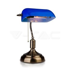 Bankers Table Lamp with Switch E27 Blue,