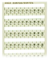 Popisovací karta WSB s potiskem F11, ..., F20 (10×) bílá WAGO 209-700/209-124