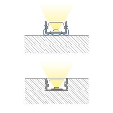 Přisazený hliníkový profil černý PM 12x7mm, včetně mléčného difuzoru 1m