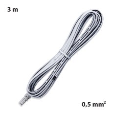 Připojovací kabel s MP konektorem (vidlice), 3m  0,5mm2, bílý, volný konec 5mm