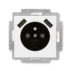 ABB Levit Zásuvka s kolíkem s clonkami s nabíjením 2x USB bílá/kouřová černá