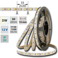 LED pásek dual white WW-CW 60LED/m 14,4W/m DC12V 1310lm/m IP20 10mm 5m