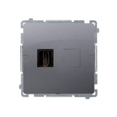 Zásuvka HDMI, (strojek s krytem) Inox KONTAKT SIMON BMGHDMI.01/21