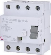 Proudový chránič EFI-4 A G/KV 25/0,03 10kA 30mA ETI 002062747