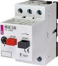 Motorový spouštěč MS25 3p 50kA (230V) 0,4-0,63A Irm=8A ETI 004600040