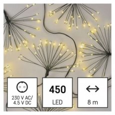 LED světelný řetěz svítící trsy, nano, 8 m, vnitřní, teplá bílá, časovač