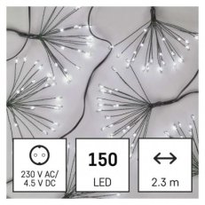 LED světelný řetěz svítící trsy, nano, 2,35 m, vnitřní, studená bílá, časovač