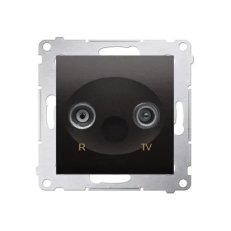 Zásuvka R-TV průběžná útlum R-TV 10 dB, antracit mat, metalizované DAP10.01/48