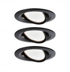 LED vestavné svítidlo Nova kruhové 3x6,5W teplá bílá černá/mat výklopné 3ks sada