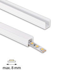 Přisazený hliníkový profil PW bílý 11x11mm, mléčný difuz 2m