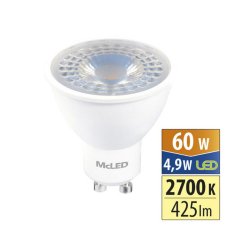 LED žárovka GU10, 4,9W, 2700K, PAR16, CRI80, vyz. úhel 38°, use 360° 425lm