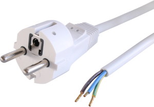 Přívodní kabel FLEXO H03VV-F 3x0,75B s přímu vidlicí 2m bílá PVC
