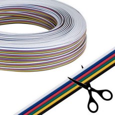 6-žilový plochý PVC kabel AWG 20/0,52 mm2 černá/žlutá/zelená/červená/modrá/bílá