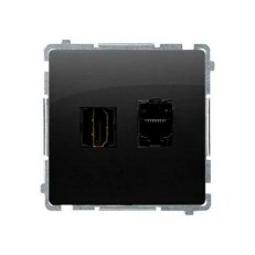 Zásuvka HDMI + datová RJ45 kat.6 černá matná :3015 KONTAKT SIMON BMGHRJ45.01/49