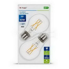 LED žárovka NBB 4W Filament E27 A60 Clear Cover Warm White 2PCS/Blister VT-2114