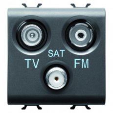 Gewiss GW12382 Chorus Zásuvka TV-FM-SAT, přímá, 2 moduly, černá