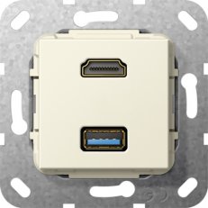 HDMI USB 3.0 A G-Ch vložka krémově bílá GIRA 567801