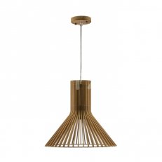 Wooden Pendant Light With Chrome Decorat