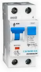 Jistič s proudovým chráničem 10 kA, 1+N, C10A, 30 mA, A+G SCHRACK BO217610--