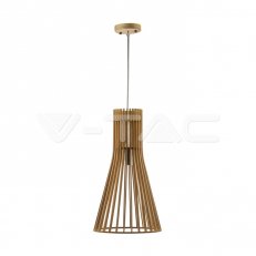 Wooden Pendant Light With Chrome Decorat