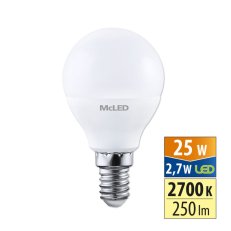 LED žárovka kapka 2,7W, E14, 2700K, CRI8 MCLED ML-324.040.87.0