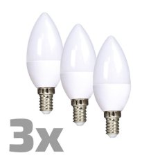 LED žárovka Ecolux 3-pack, svíčka, 6W, E14, 3000K, 450lm, 3ks SOLIGHT WZ431-3