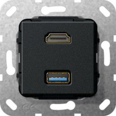 HDMI USB 3.0 A G-Ch vložka černá mat GIRA 567810