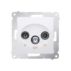 Zásuvka R-TV-SAT průběžná, (strojek s krytem) bílá KONTAKT SIMON DASP.01/11