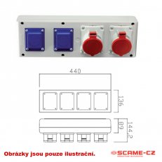 Zásuvková rozvodnice bez jištění 634 2x230V, 2x32A/5p SCAME 634.3322