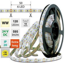 LED pásek SMD2835 WW, 120LED, 50m, 24V, 7 W/m MCLED ML-126.821.60.2