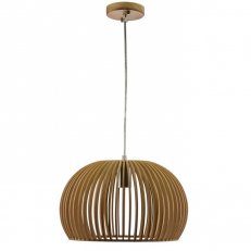 Wooden Pendant Light With Chrome Decorat